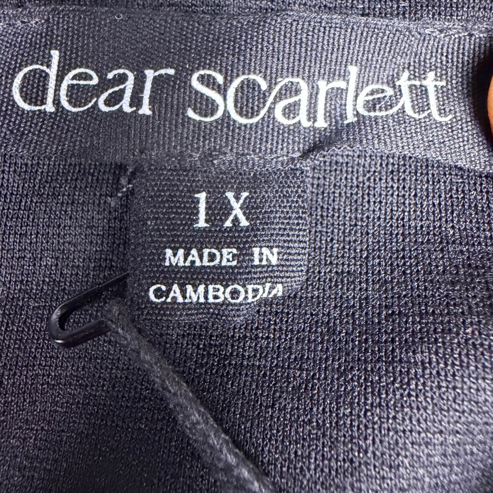 Dear Scarlett Womens Black Open Front Blazer Pleated 3/4 Sleeve Size 1X NWT - Picture 3 of 12